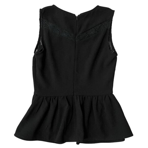 Sugarlips NWT Sleeveless Peplum Blouse Black Size Small Lace Trim Preppy Y2K - Picture 2 of 8